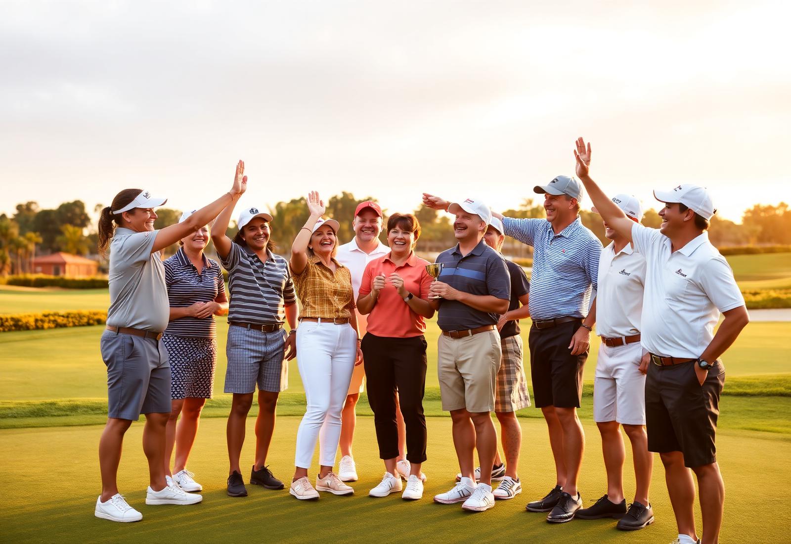 Golfers celebrating
